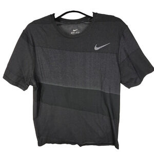 Nike Shirt Mens XL Dri FIT Run Division Short Sleeve Black Heather Reflective